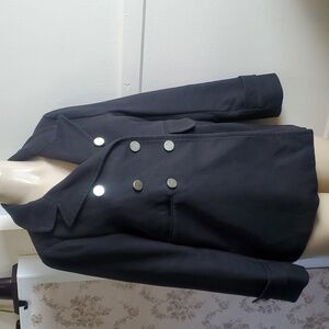 Gap Pea Coat Black Gold Buttons 100% Cotton Size S